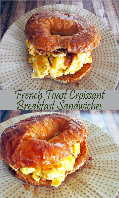 French Toast Croissant, Croissant Breakfast Sandwiches, French Toast Sandwich, Croissant Breakfast Sandwich, Bowling Tournament, Breakfast Sandwich Recipes, Croissant Breakfast, French Toast Breakfast, Breakfast Sandwiches