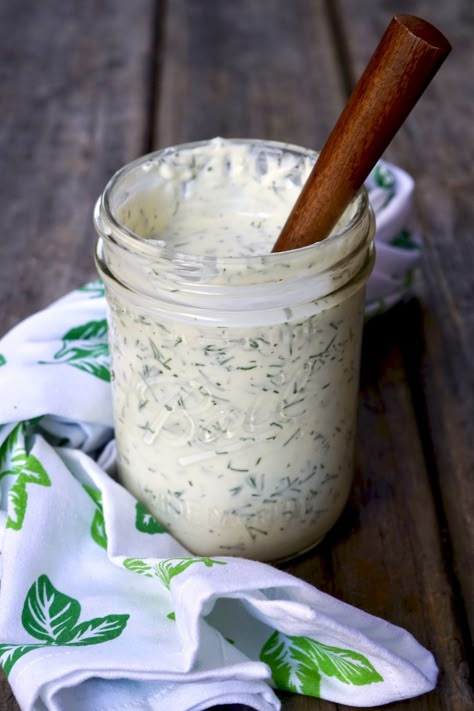 Creamy Garlic-Dill Salad Dressing| Simmer + Sauce Buttermilk Dill Dressing, Salad Dressing With Dill, Creamy Dill Pickle Salad Dressing, Creamy Mediterranean Salad Dressing, Dill Pickle Salad Dressing, Creamy Dill Salad, Dill Salad Dressing Recipe, Creamy Dill Dressing Recipe, Creamy Garlic Salad Dressing