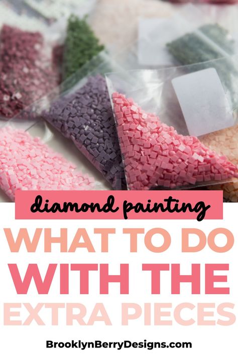 What to do with leftover diamond painting beads How To Frame Diamond Art, Leftover Diamond Drills, Leftover Diamond Painting Beads Ideas, Diamond Art Patterns Free, Painting Crafts For Adults, Diamond Art Projects, Applique Pictures, 5d Painting, Beaded Canvas