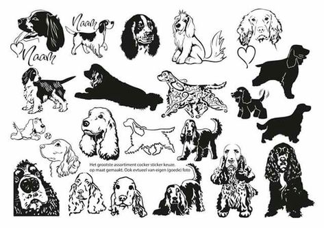 English Cocker Spaniel Tattoo, English Springer Spaniel Tattoo, Cocker Spaniel Tattoo, Cocker Spaniel Cartoon, Simple Dog Tattoo, Spaniel Tattoo, Tatoo Dog, Field Spaniel, Spaniel Art