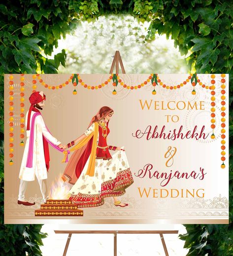 Indian Wedding Decor, Hindu Wedding Ceremony, Wedding Ceremony Signs, Wedding Reception Signs, Indian Wedding Reception, Ceremony Signs, Welcome Signs, Reception Signs, Wedding Posters