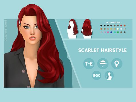 Sims 4 Red Hair, The Sims 4 Pack, Mods Ts4, Ts4 Hair, Cc Hair, Pelo Sims, Download Hair, Sims 4 Mm Cc, Hollywood Hair