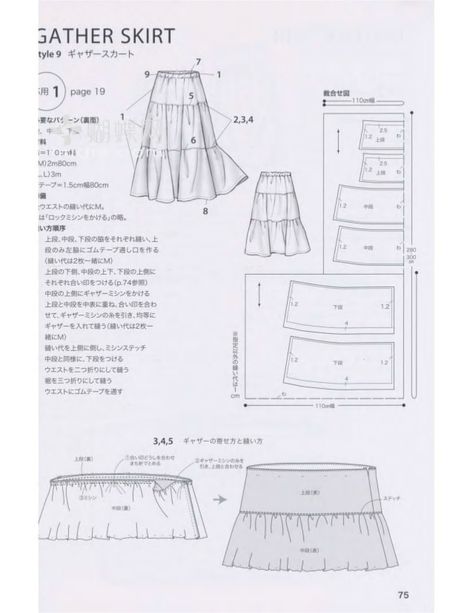 Bloue Skirt Pant Style Book D7C Ruffle Skirt Pattern, Pola Rok, Skirt Patterns, Japanese Sewing Patterns, Sewing Clothes Women, Japanese Sewing, Patterns Sewing, Diy Skirt, Couture Mode