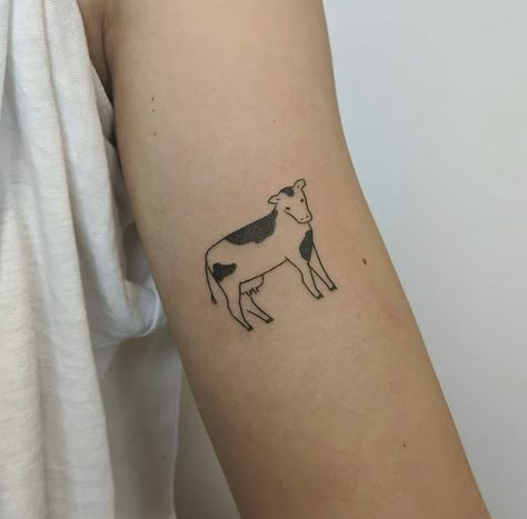 Simple cow tattoo Dr Tattoo, Stick Poke Tattoo, Cow Tattoo, Tattoo Makeup, Poke Tattoo, Dainty Tattoos, Makeup Eyes, Aesthetic Tattoo, Dream Tattoos