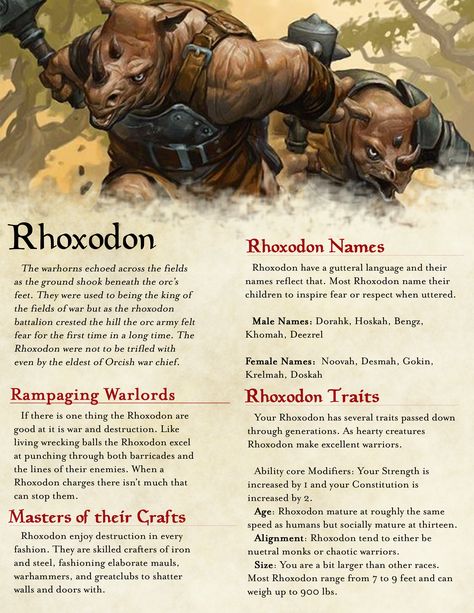 Rhoxodon Dnd, Dnd Animal Race, Dnd Home Brew Races, Dnd 5e Races Homebrew, Dnd Homebrew Race 5e, Dnd Homebrew Races, Dnd Races Homebrew, Homebrew Races 5e, Dnd Homebrew Race