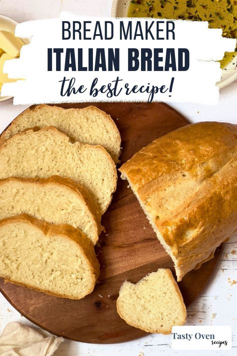 Italian bread is made in the bread machine with simple ingredients- olive oil, water, milk, bread flour, salt, sugar and yeast. Let the bread maker do all the work for you! This bread maker recipe makes a delicious classic Italian bread loaf and can be used for many different purposes, from sandwiches to croutons to dinner rolls! Bread Machine Italian Bread Dough, Crusty Italian Bread Machine Recipe, Bread Machine Italian Bread Recipes, Italian Bread Bread Machine, Low Sodium Bread Recipe, Bread Machine Italian Bread, Homemade Italian Bread, Bread Machine Recipes Healthy, Low Sodium Bread