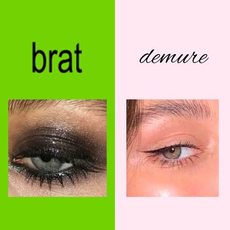 Brat vs Demure - makeup edition 💚 Which one are you? #brat #demure Demure Makeup, Brat Makeup, Brat Birthday, Brat Party, Unique Party Favors, Creative Costumes, Make Up Inspo, Party Activities, Which One Are You