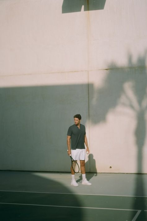 The Jacques Tennis Capsule Collection is For Guys Who Want to Look Good on and Off the Court - Vogue Tennis Guys Aesthetic, Tennis Fits Men, Tennis Men Aesthetic, Tennis Outfits Men, Tennis Photo Ideas, Tennis Court Photoshoot Men, Tennis Photoshoot Ideas Men, Tennis Aesthetic Men, Tennis Moodboard