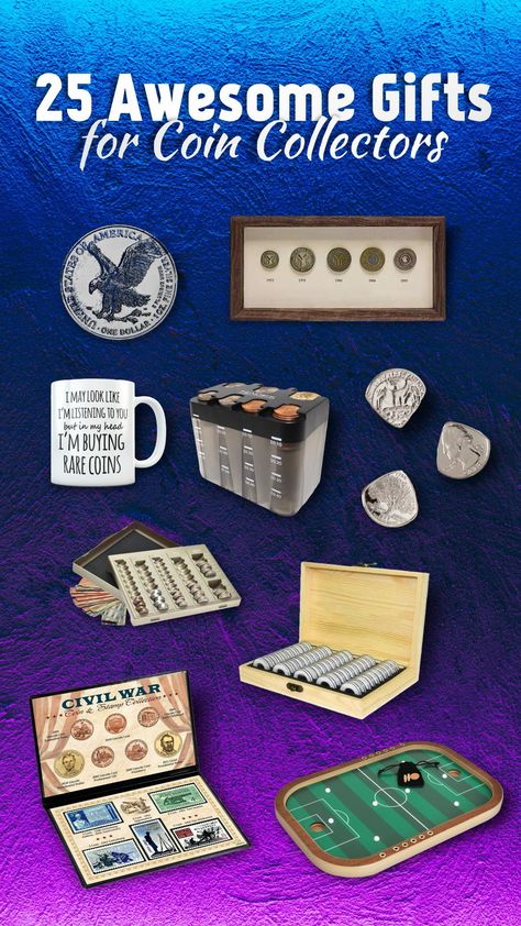 The best gifts for coin collectors include the rare coin they are looking for. A Coin-themed gift will also be a good alternative. In actuality, it’s not limited to that as long as it supports their collecting activity and makes them happy. #coincollectorsgifts #giftsforcoincollectors #awesomegifts #awesomegiftsforwomen #awesomegiftsforhusband #awesomegiftsforboyfriend Gifts For Coin Collectors, Coin Collector Gift Ideas, Coin Display, Awesome Gifts, Commemorative Coins, Challenge Coins, World Coins, Old Coins, Money Gift