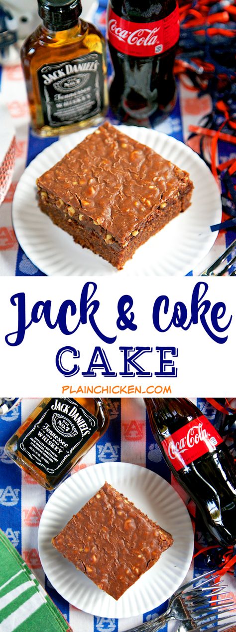 JACK AND COKE CAKE Cake Football, Buttermilk Chocolate Cake, Coke Cake, Football Friday, Pear And Almond Cake, Cake Form, Jack And Coke, Boozy Desserts, Fudge Frosting