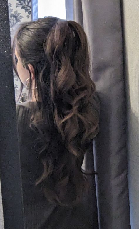 curly hair hairstyle pony tail Formal Half Up Half Down Hairstyles, Half Up Pony, Half Pony Hairstyles, Half Pony, Half Up Half Down Hairstyle, Down Hairstyle, Emily B, Formal Hair, Half Up Half Down Hair