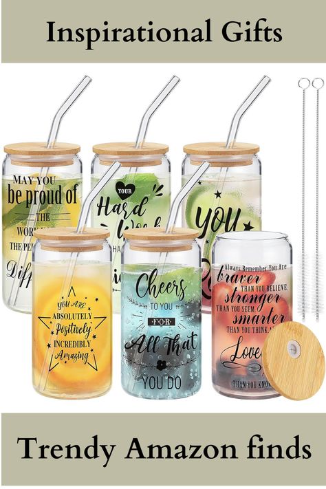 6 Pcs Thank You Gifts 16 oz Glass Cups with Bamboo Lids Straws Iced Coffee Glasses Beer Can Shaped Drinking Glasses Appreciation Gifts for Teacher, Employee, Nurse and friends . Gifts for Women are designed to inspire and encourage women. the perfect way to show your love and appreciation Cups With Bamboo Lids, Iced Coffee Glasses, Nurse Quotes Inspirational, Gifts For Teacher, Coffee Glasses, Friends Gifts, Verses Quotes, Glass Cups, Women Encouragement