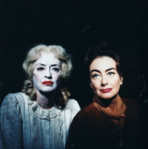 Publicity photograph of Bette Davis and Joan Crawford in costume as Jane and Blanche Hudson to promote their new film "Whatever Happened to Baby Jane" (Warner Brothers, 1962) Directed by Robert Aldrich. Whatever Happened To Baby Jane, Bette Davis Eyes, Vampire Bride, Richard Chamberlain, Betty Davis, Baby Jane, Katharine Hepburn, Humphrey Bogart, Fred Astaire