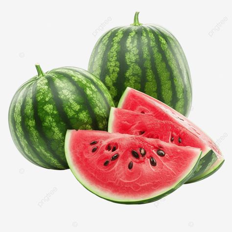 Watermelon Clipart, Fruits Summer, Fruit Png, Background Water, Food Summer, Watermelon Slice, Food Cartoon, Food Png, Black And White Tree