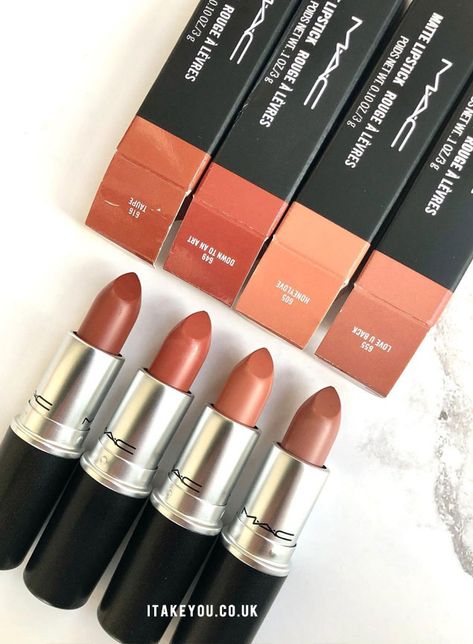 Mac Honeylove Lipstick, Mac Taupe Lipstick, Mac Matte Lipstick Shades, Taupe Lipstick, Mac Honeylove, Mac Taupe, Brown Eyelashes, Mac Lipstick Set, Mac Cremesheen Lipstick