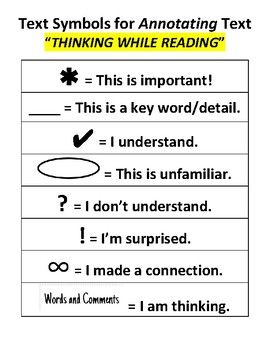 Annotating For School, Annotation Symbols, Classroom Highschool, Novel Writing Outline, 7th Grade Writing, Annotating Text, Reading Exercises, Analyzing Text, Text To Text Connections