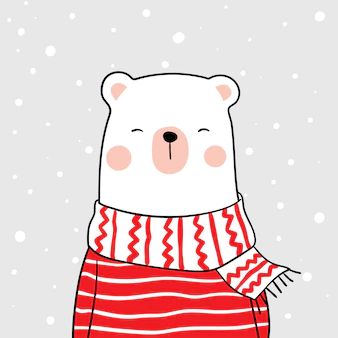 Baby Panda Bears, Penguins And Polar Bears, Banner Drawing, Winter Images, Winter Painting, Winter Print, White Bear, Christmas Drawing, Animal Cards