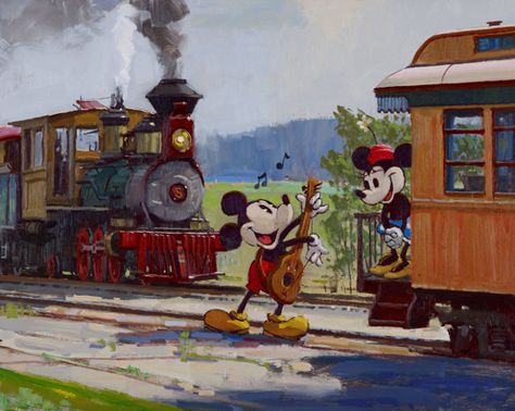 "Minnie Happy Returns" - by David Tutwiler -  Limited Edition Giclée on Canvas 150 piece hand-numbered edition  http://www.acmearchivesdirect.com/product/WDINT503/Minnie-Happy-Returns.html?cid= Minnie Mouse Pics, Wide Art, Disneyland Christmas, Epic Mickey, Disney Paintings, Disney Fine Art, Mickey Mouse Art, Happy Returns, Disney Images