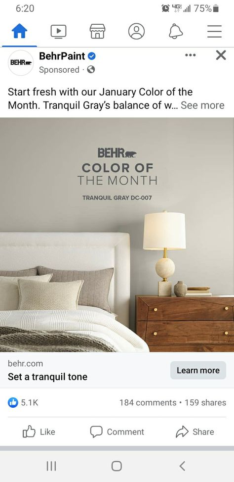 Tranquil Gray Behr, January Colors, Behr Colors, Art District, Wall Paint Colors, Formal Living Rooms, Pictures To Paint, Wall Color, Wall Paint