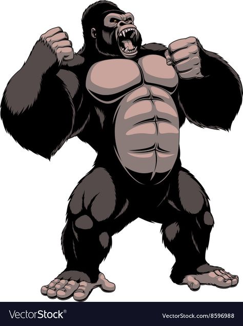 Gorilla Standing, Gorilla Illustration, Gorilla Gorilla, Gorillas Art, King Kong Art, Gorilla Tattoo, Silverback Gorilla, Hollow Art, Chicano Art