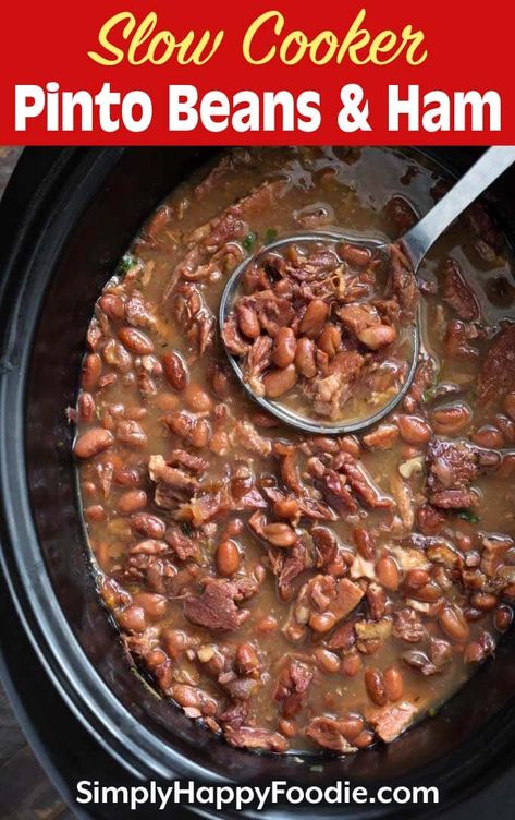 Crockpot Pinto Beans With Ham Hock, Pinto Bean Recipes Crockpot, Pinto Beans In The Crock Pot, Pinto Beans And Ham, Crockpot Pinto Beans, Crock Pot Pinto Beans, Slow Cooker Pinto Beans, Pinto Bean Soup Recipes, Slow Cooker Dump