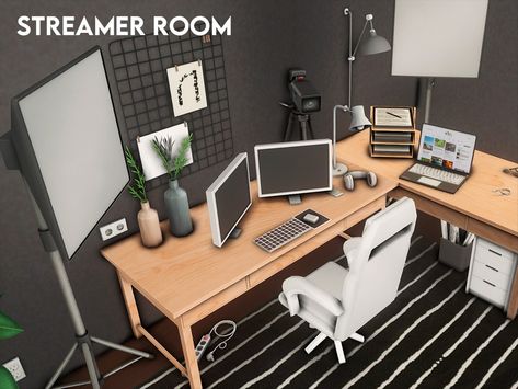 Streamer Room, Streamer Setup, Korean Furniture, Sims 4 Tsr, Boys Furniture, Mod Furniture, Sims Houses, Sims 4 Studio, Sims 4 Clutter