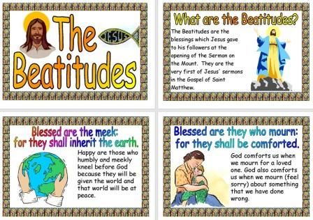 Free Printable The Beatitudes Explained set of Posters Beatitudes For Kids Free Printable, Beatitudes For Kids, Colourful Classroom, Formation Ideas, Religion Activities, Teaching Displays, Kids Church Lessons, The Beatitudes, Nativity Story