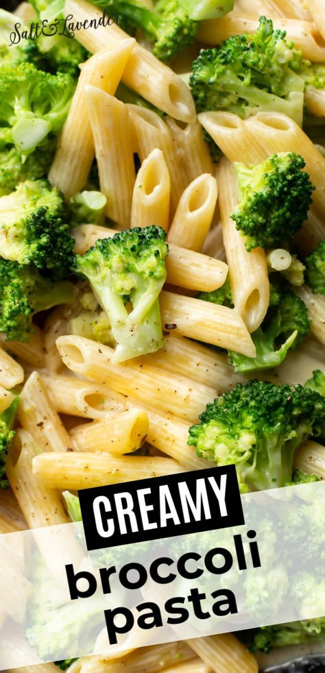 closeup of penne in sauce with text overlay that reads creamy broccoli pasta Broccoli Pasta Sauce, Pasta Side Dishes Easy, Creamy Broccoli Pasta, Soup Joumou, Pasta Food Recipes, Three Cup Chicken, Lemon Cream Sauce, Cajun Jambalaya, Broccoli Pasta Recipe