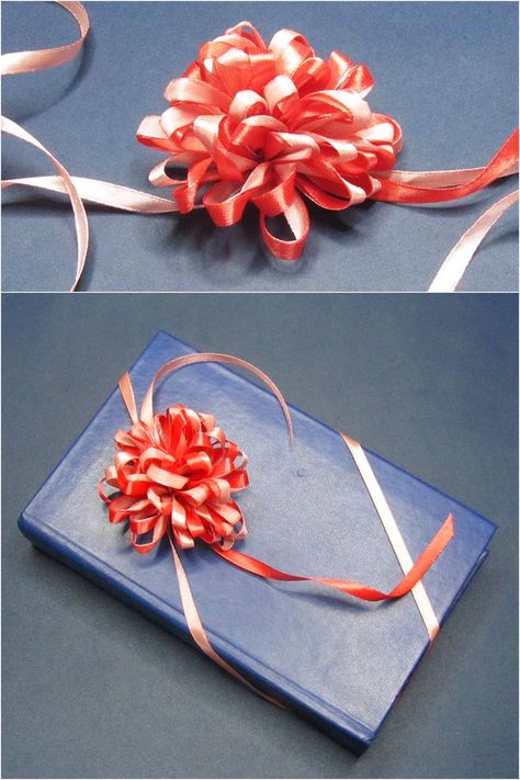 Make Ribbon Bow Simple, Small Ribbon Bows Diy Gift Wrapping, Bow Present Ribbon, How To Make Small Ribbon Bows, Diy Gift Bow Ribbon, Gift Bows Diy Ribbon Easy, How To Make A Gift Bow, Bows For Presents, Diy Gift Bow