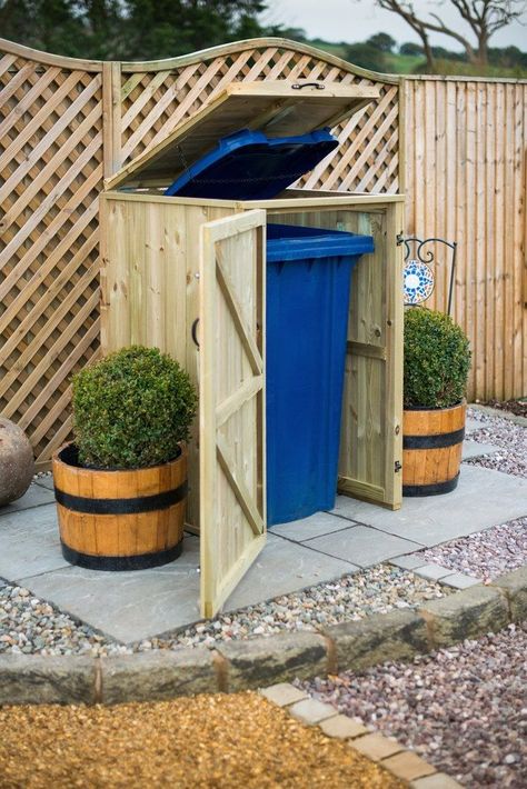 (ad) **All Discounts**  How do I organize my patio? Townhouse Upgrades, Trash Can Storage Outdoor, Recycling Bin Storage, Wheelie Bin Storage, Garbage Can Storage, Wooden Bins, Bin Shed, Garbage Storage, Outdoor Trash Cans