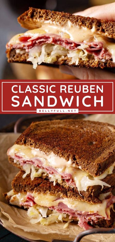 Classic Reuben Sandwich, Reuben Sandwich Recipe, Reuben Sandwich Classic, Corned Beef Sandwich, Roast Beef Sandwich, Best Sandwich Recipes, Corned Beef Recipes, Gourmet Sandwiches, Reuben Sandwich