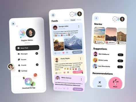 Social Media Mobile Concept by Nixtio on Dribbble People App, Social App Design, Ui Design Ideas, App Design Layout, App Promotion, App Ideas, Ui Ux Design Inspiration, App Interface Design, Ux Design Inspiration