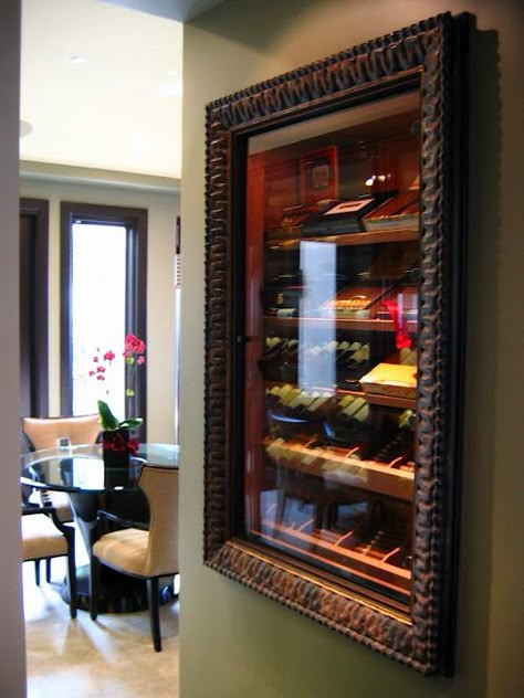 Built in Humidor for the cigar afficionado.  David Rance Interiors  DavidRance.com.   Follow me on houzz. Built In Humidor, Zigarren Lounges, Man Cave Home Bar, Pipes And Cigars, Man Room, Cigars And Whiskey, Humidor, Wine Room, Wine Cellar