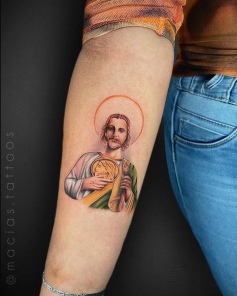 San Judas Tattoo Women, San Judas Tadeo Tattoo For Women, Small San Judas Tattoo, San Judas Tadeo Tattoo On Hand, San Judas Tattoo Design, St. Jude Tattoo, San Judas Tattoo, San Judas Tadeo Tattoo, Pisces Tattoo Designs