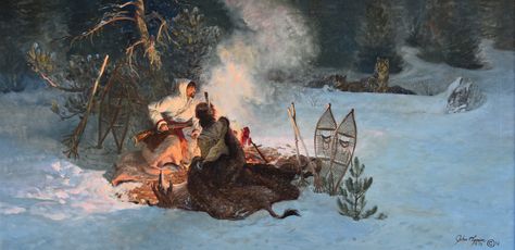 Night Visitors by John Clymer kp 2p Canada, Adventure Artwork, Long Hunter, Henry Hudson, Native Clothing, Weird History, Canada History, Tears Art, Hudson Bay Company