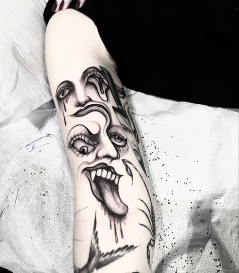 Illmatic Tattoo, Horror Tattoo Ideas, Horror Tattoos, Scary Tattoos, Creepy Tattoos, Horror Tattoo, Discreet Tattoos, Next Tattoo, Piercing Tattoo