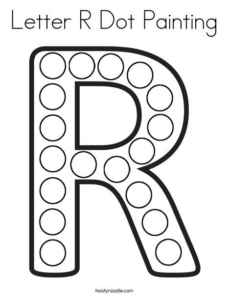 Letter R Dot Painting Coloring Page - Twisty Noodle Preschool Alphabet Book, Dot Marker Printables, Alphabet Practice Worksheets, Dot Marker Activities, Dot Letters, Dot Worksheets, Do A Dot, Baby Learning Activities, Dot To Dot