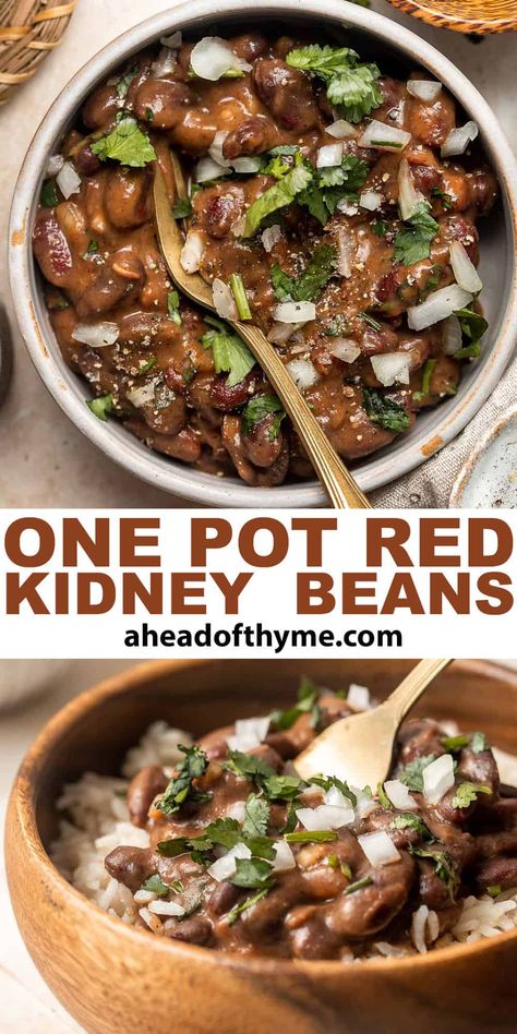 One Pot Red Kidney Beans Dry Red Kidney Bean Recipes, Kidney Bean Crockpot Recipe, Kidney Bean Meals, Kidney Beans Recipes Healthy, Vegetarian Kidney Bean Recipes, Dry Red Kidney Bean Recipes Crock Pot, Kidney Bean Side Dish, Canned Red Kidney Bean Recipes, Dry Kidney Bean Recipes