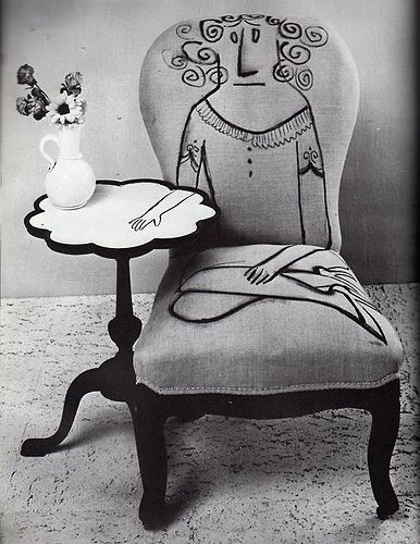 Saul Steinberg.  Just Classic.  http://www.improvisedlife.com/2011/06/21/drawing-on-furniture-like-saul-steinberg/ Saul Steinberg, نباتات منزلية, Old Chair, Painted Chairs, Funky Furniture, Take A Seat, A Chair, A Drawing, Unique Furniture