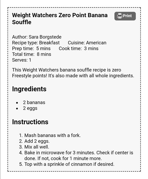 Zero Point Banana Souffle We Banana Souffle, Ww Zero Point Banana Souffle, Ww Banana Souffle, Banana Souffle Weight Watchers, Zero Point Banana Souffle, Banana Souffle, Ww Deserts, Ww Sweets, Banana Desserts