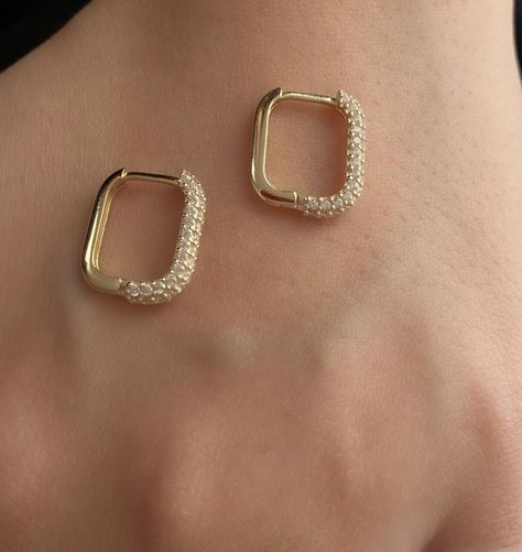 Chunky Gold Square Earrings, Square Huggie Earrings, Earrings Square, Huggie Hoop Earrings, Jewelry Earrings Hoops, Jewelry Gold, Gold Hoop, Gold Hoop Earrings, Gold Gold