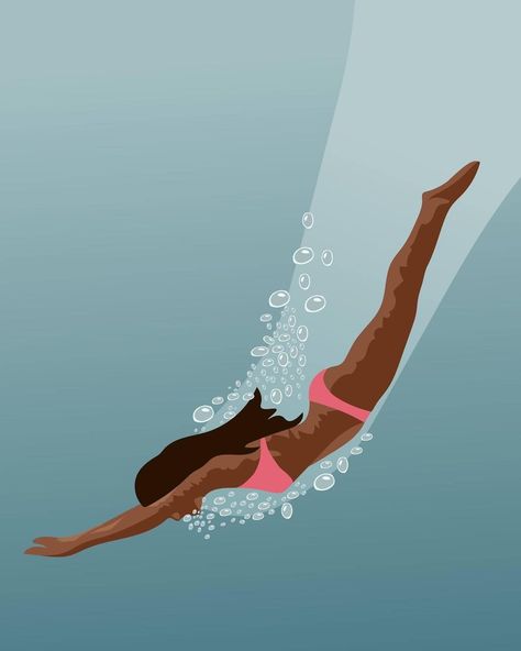 Swim Illustration, Swimming Drawing, Surf Painting, Dibujo Simple, Gemstone Art, Lifestyle Illustration, Girly Wall Art, Instagram Feed Inspiration, Woman Illustration