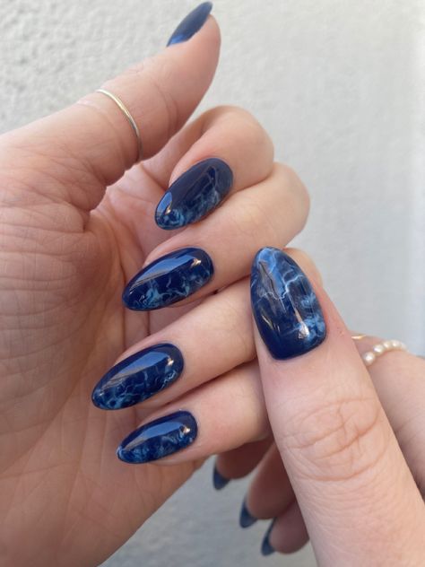 Stormy Blue Nails, Marble Blue Nails, Blue Marble Nails, Black Marble Nails, Marble Blue, Cute Nail Art Designs, Cute Nail Art, Marble Nails, Blue Marble