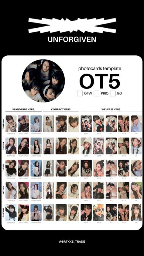 Kpop Trading Templates, Kpop Trading, Le Sserafim Photocard, Albums Collection, Lesserafim Ot5, Binder Kpop, Wishlist Template, Kpop Template, Kpop Wishlist