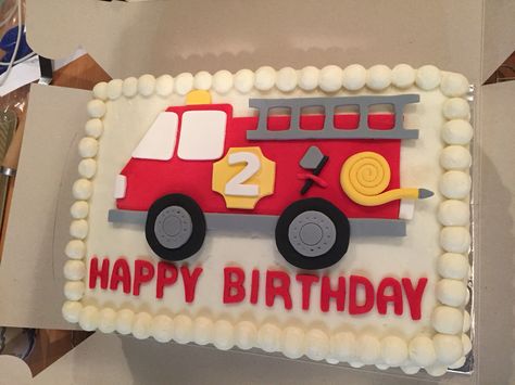 Fire truck cake! #buttercream #firetruck #birthday Firetruck Birthday Cakes, Fire Truck Cakes For Boys, Fire Truck Birthday Cake, Firetruck Birthday Cake, Fire Truck Cake, Number 3 Fire Truck Cake, Easy Firetruck Birthday Cake, Simple Fire Truck Cake, 3rd Birthday Firetruck Cake