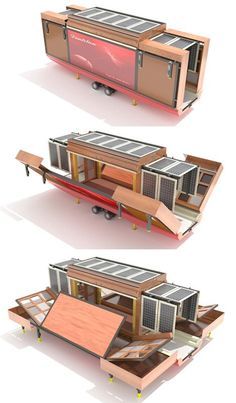 Tailgate Trailer, Flat Pack Homes, Folding House, Tiny Mobile House, Lake House Food Ideas, Solar Roof Tiles, Mobile Home Living, Floor Plan 4 Bedroom, Best Solar Panels