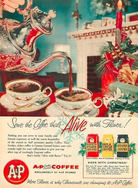 Vintage Christmas Ads, Christmas Ads, Christmas Advertising, Coffee Christmas, Atlantic Pacific, Tea Company, Vintage Christmas Images, Vintage Xmas, Christmas Ad