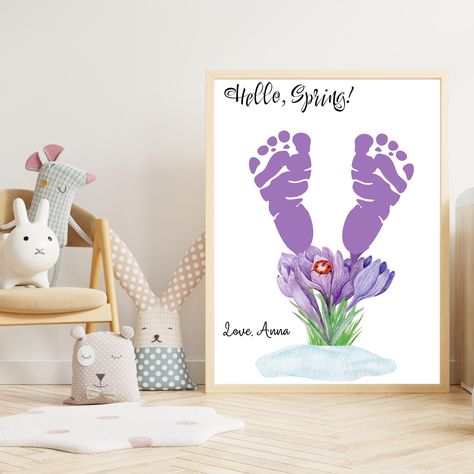 These images are in digital format only and cannot be edited. No physical product will be sent to you. "Hello, spring!" is a bright and fun digital footprint template, perfect for creative spring-themed activities with kids! This template allows children to create beautiful seasonal artwork using children's footprints. Just print out the pattern, dip your foot in paint (or apply paint to your foot with a brush) and create a unique spring masterpiece!  What you will get:  High quality digital files for easy printing (4200/6000 pixels). 1. JPG file - contains an image in A4 format 2. JPG file - contains images in US Letter format (8.5/11 inches) 3. JPG file - contains an image in 8/10 inches format 4. JPG file - contains images in 11/14 inches format 5. Sample. Instruction. 1. Add to cart an Footprint Template, Footprint Craft, Activities With Kids, Digital Footprint, Hello Spring, Spring Crafts, Print Out, Craft Diy, Digital Download Etsy