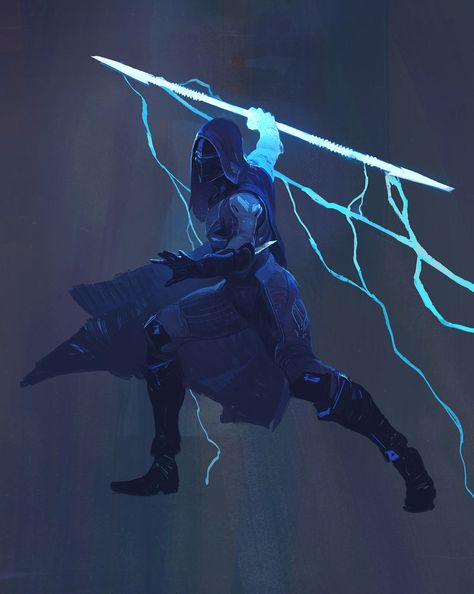 Hunter Arcstrider from Destiny 2 Destiny Hunter, Lightning Powers, Destiny Bungie, Destiny Game, Concept Art World, 다크 판타지, Destiny 2, Armor Concept, 판타지 아트