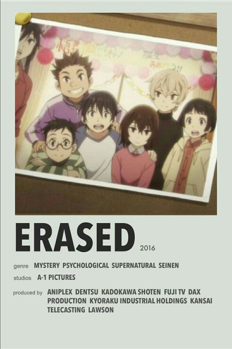 Erased Anime, Minimalist Anime Poster, Anime Polaroid, Minimalist Anime, Anime Sites, Best Romance Anime, Japanese Animated Movies, Kyoto Animation, Poster Anime